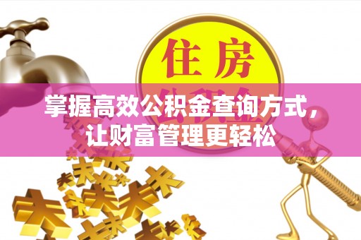 鹿寨掌握高效公积金查询方式，让财富管理更轻松
